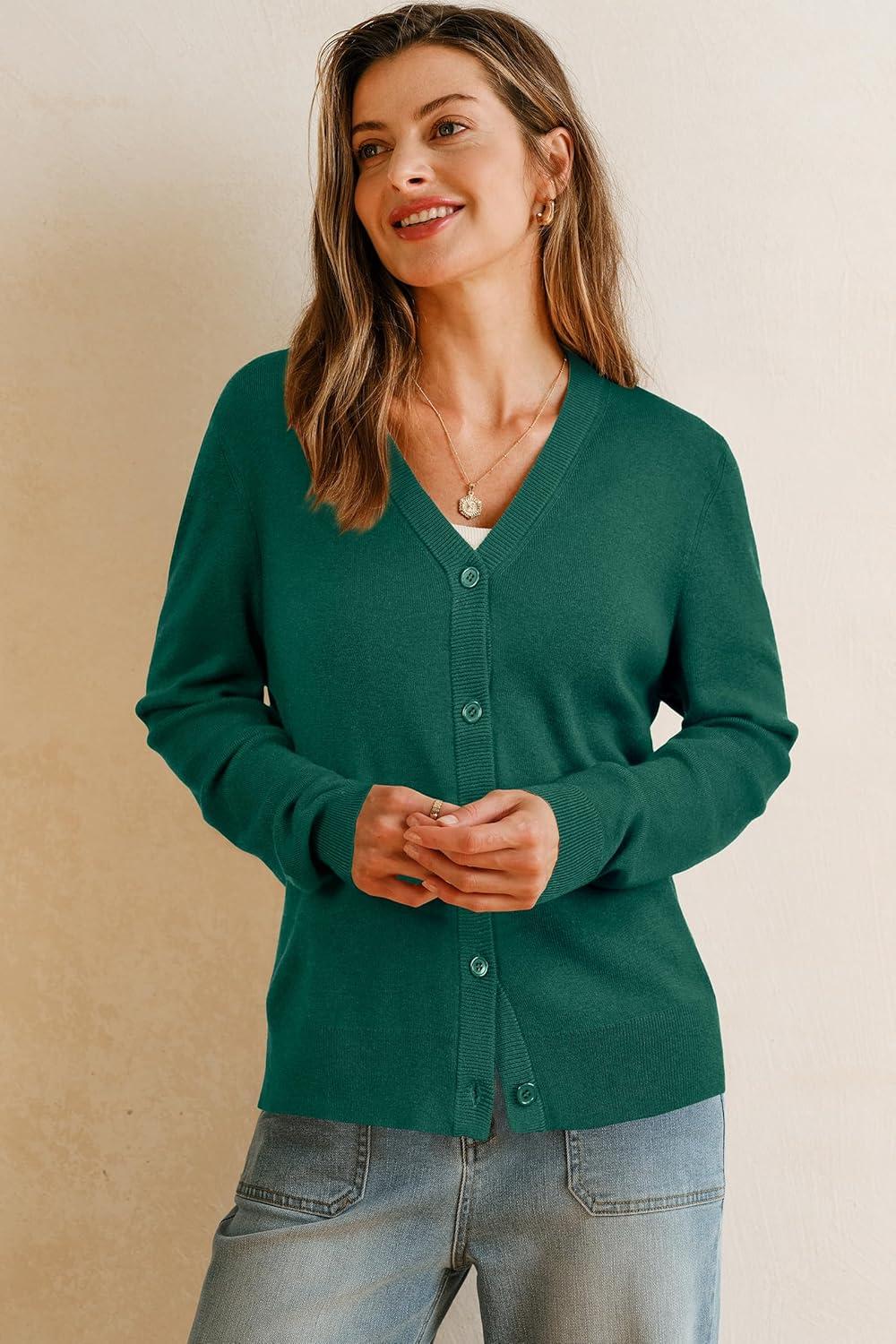 imageArachampCloz Womens Wool Blend Business Casual Cardigan Sweaters TopsDark Green