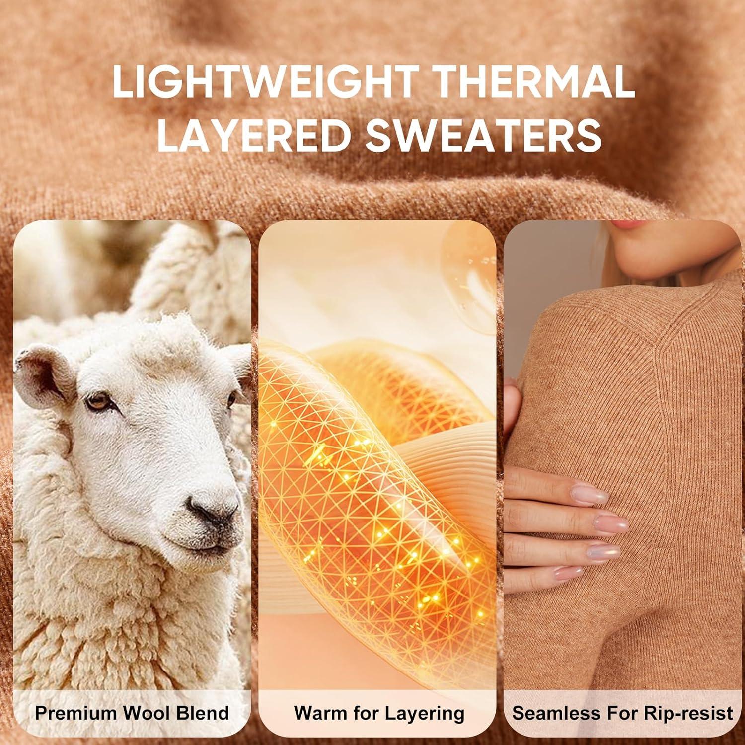 imageArachampCloz Womens Wool Blend Fall Seamless Rip Resistant Warm Layered Tops Business Casual SweatersAcamel
