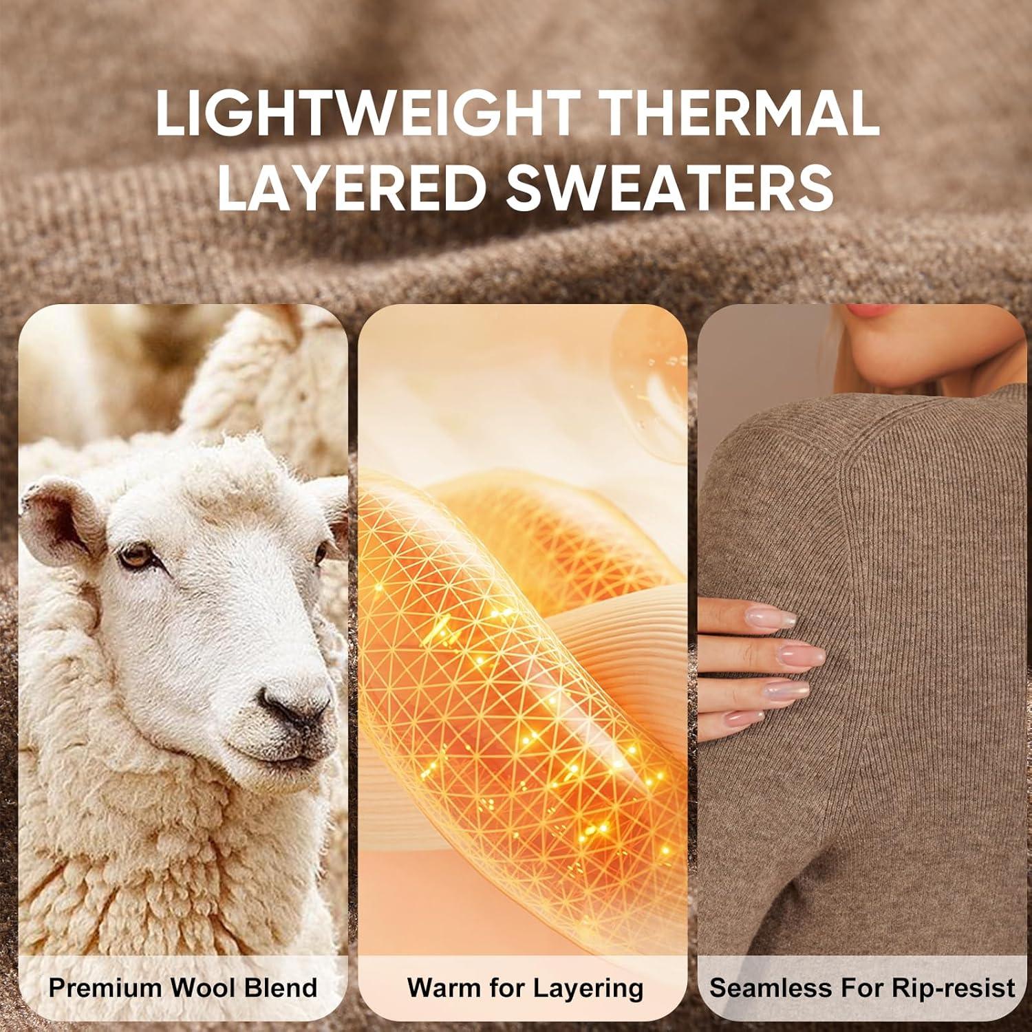 imageArachampCloz Womens Wool Blend Fall Seamless Rip Resistant Warm Layered Tops Business Casual SweatersAcoffee