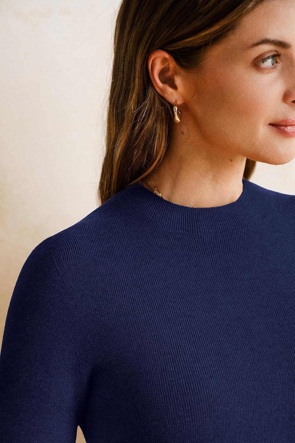 imageArachampCloz Womens Wool Blend Fall Seamless Rip Resistant Warm Layered Tops Business Casual SweatersAnavy