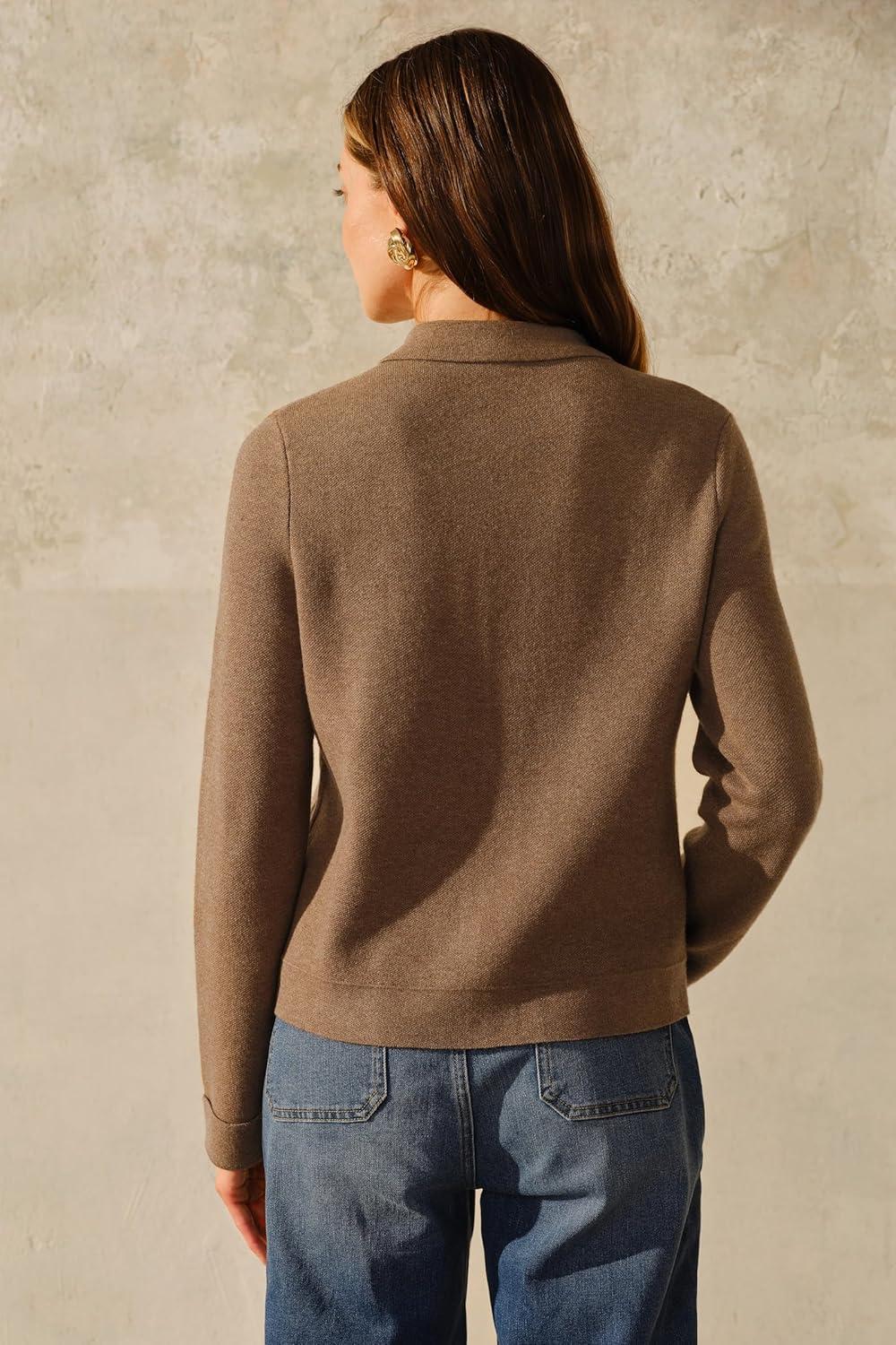 imageArachampCloz Womens Wool Blend Spring Fashion Button Down Cropped Cardigan Sweaters 2026Brown