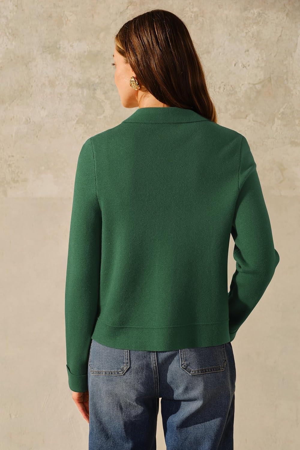imageArachampCloz Womens Wool Blend Spring Fashion Button Down Cropped Cardigan Sweaters 2026Green