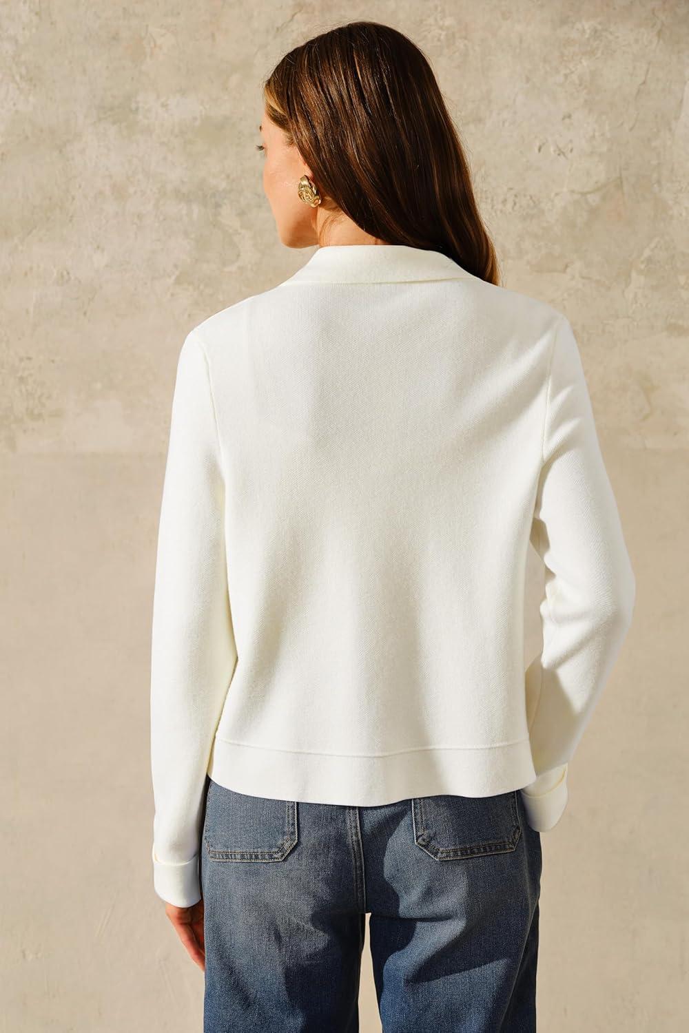imageArachampCloz Womens Wool Blend Spring Fashion Button Down Cropped Cardigan Sweaters 2026White