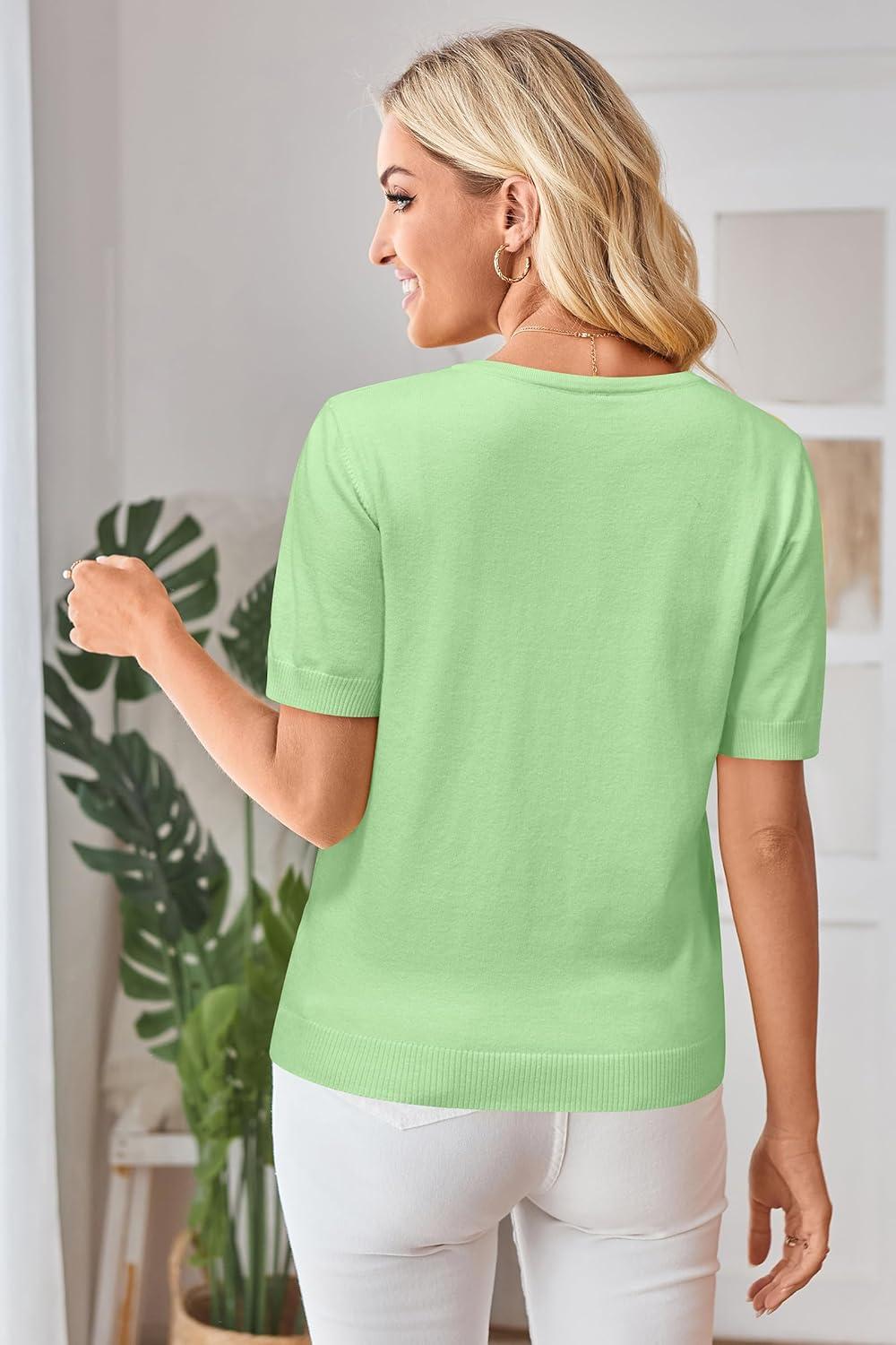imageArachampCloz Womens Lightweight Short Sleeve Business Casual Cropped Cardigan TopsLight Green