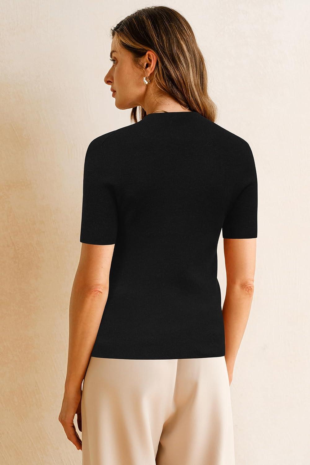 imageArachampCloz Womens Wool Blend Spring Seamless Rip Resistant Tops Opaque Business Casual ShirtsBlack