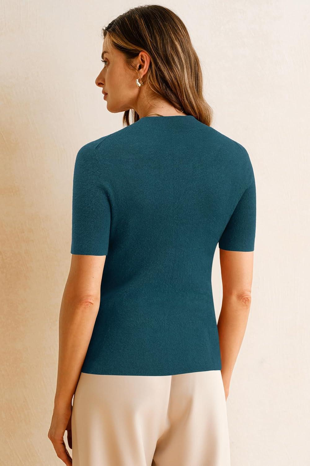 imageArachampCloz Womens Wool Blend Spring Seamless Rip Resistant Tops Opaque Business Casual ShirtsDark Blue