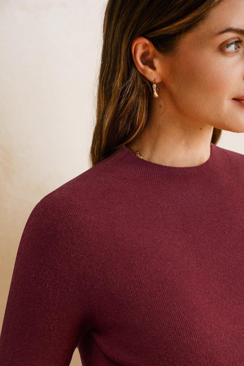 imageArachampCloz Womens Wool Blend Spring Seamless Rip Resistant Tops Opaque Business Casual ShirtsDark Red