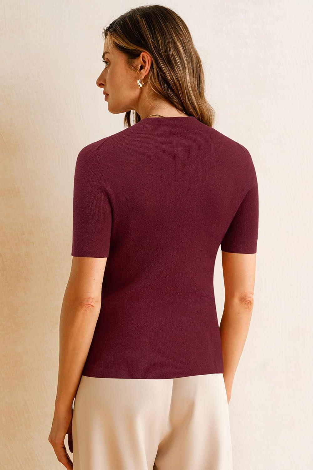 imageArachampCloz Womens Wool Blend Spring Seamless Rip Resistant Tops Opaque Business Casual ShirtsDark Red
