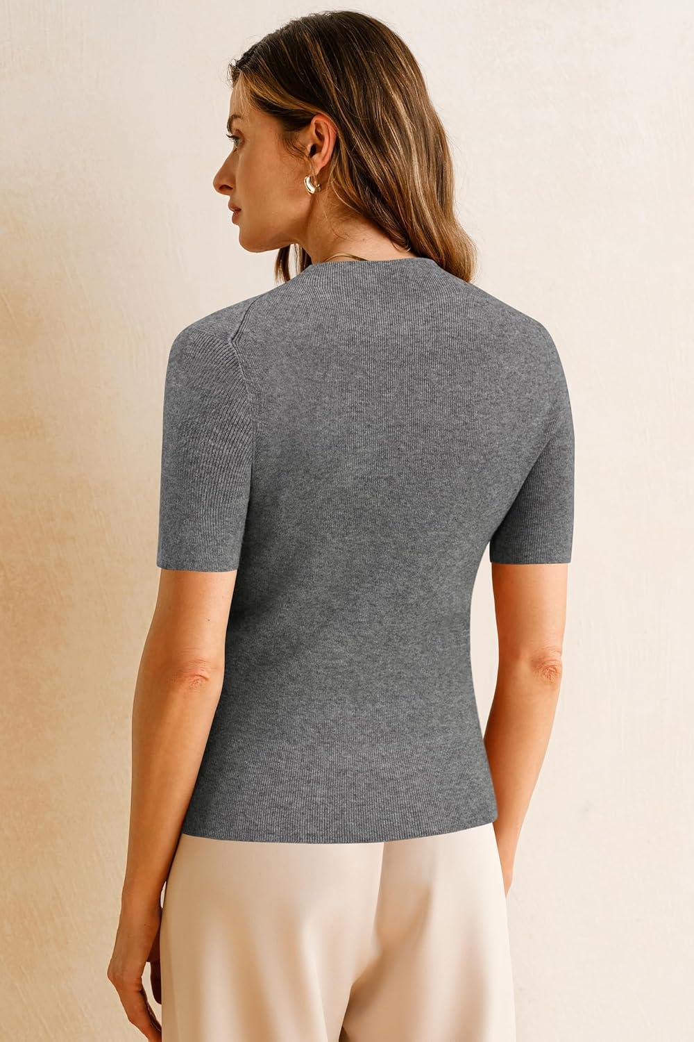 imageArachampCloz Womens Wool Blend Spring Seamless Rip Resistant Tops Opaque Business Casual ShirtsGray