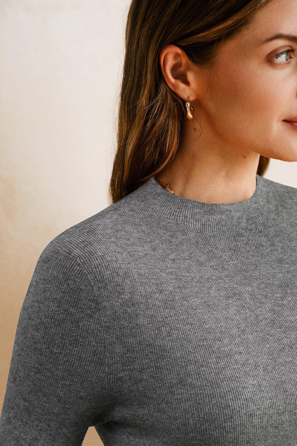 imageArachampCloz Womens Wool Blend Spring Seamless Rip Resistant Tops Opaque Business Casual ShirtsGray