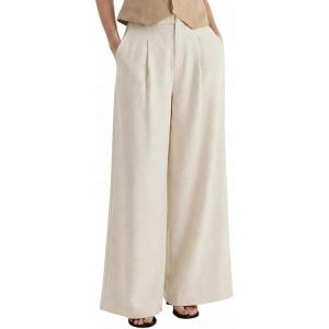 Arach&Cloz Womens Linen Blend Wide Leg Palazzo Pants All-Season Business Casual Outfits Dress Trousers(Apricot)