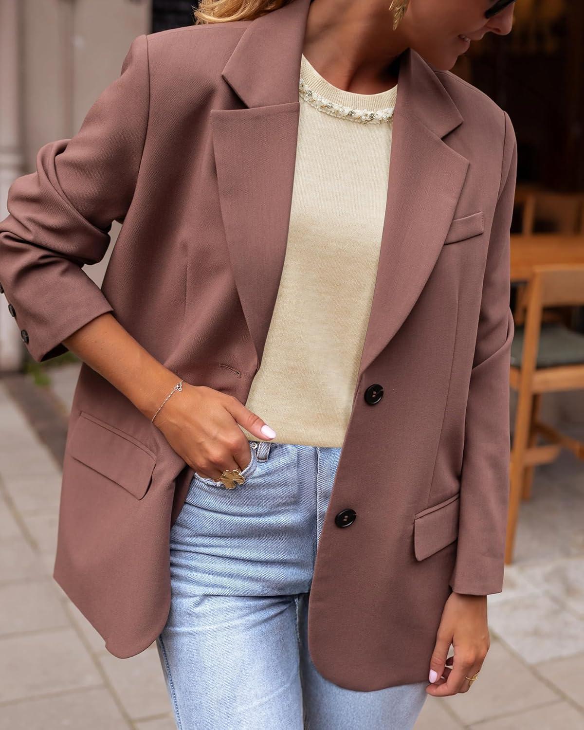 imageArachampCloz Womens Wool Blend Elegant Crew Neck Sweaters for Fall 2025Apricot
