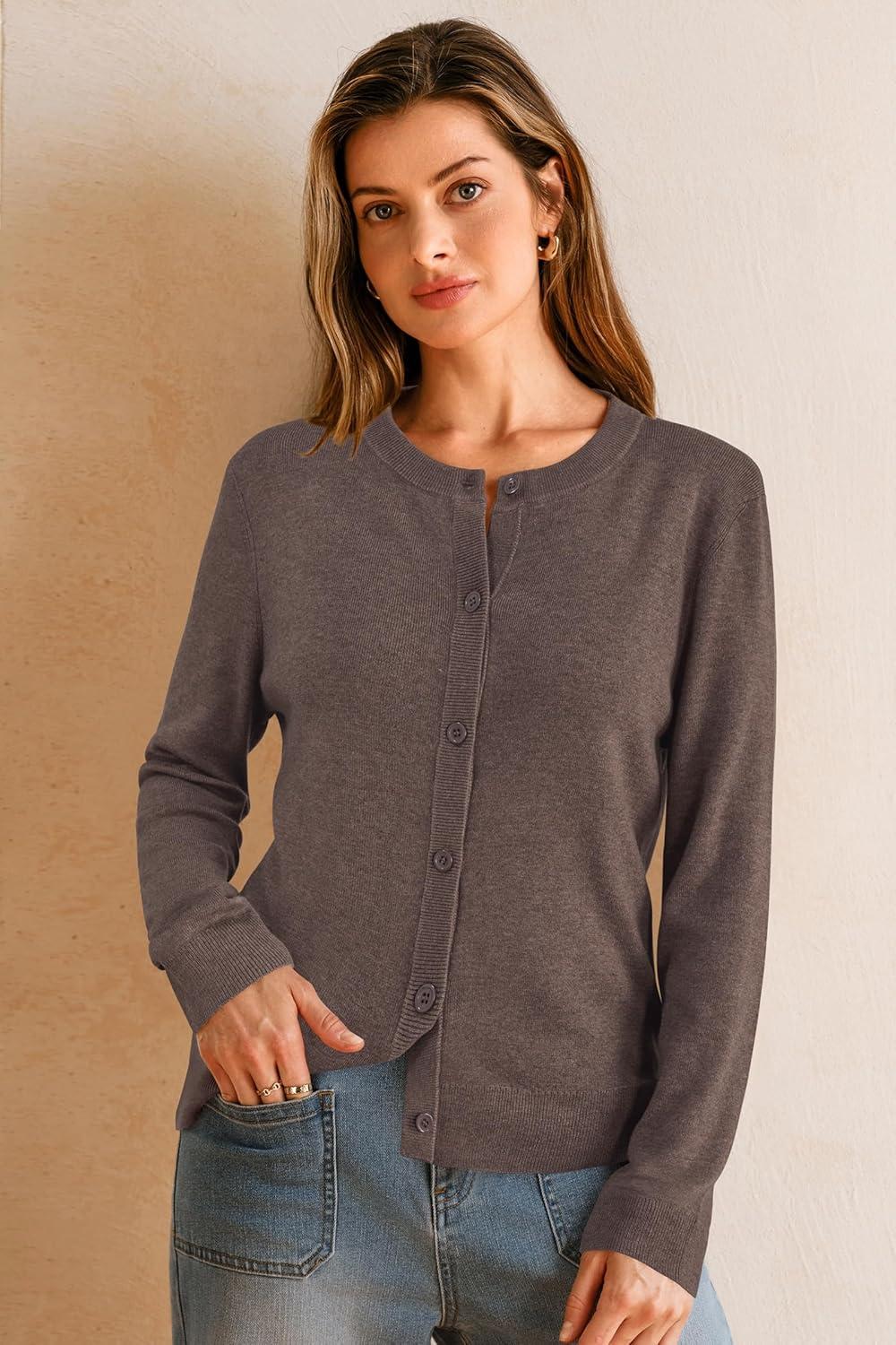 imageArachampCloz Womens Wool Blend Lightweight Spring Business Casual Cardigan Sweaters Tops