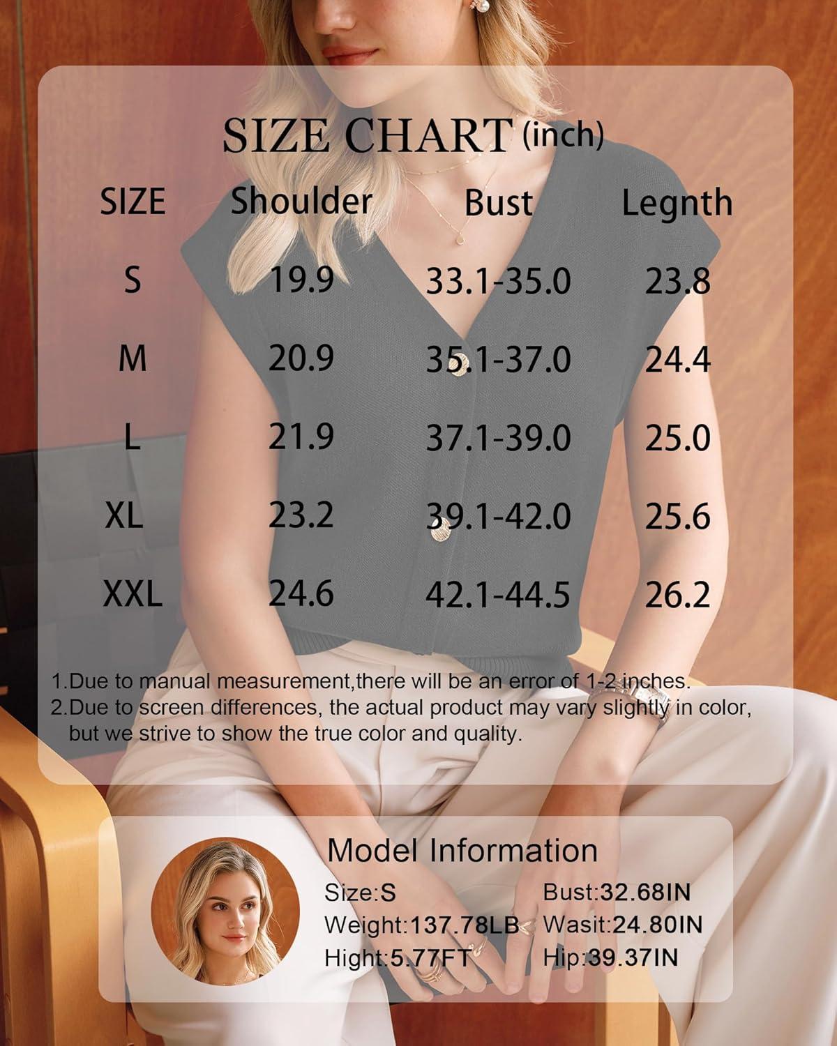 imageArachampCloz Womens Wool Blend Sweater Vest V Neck Button Down Cardigan Business Casual Tops 2026Black