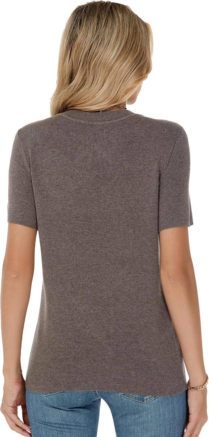 imageArachampCloz Womens Lightweight Wool Blend Short Sleeve Sweater Top Business CasualCoffee5119