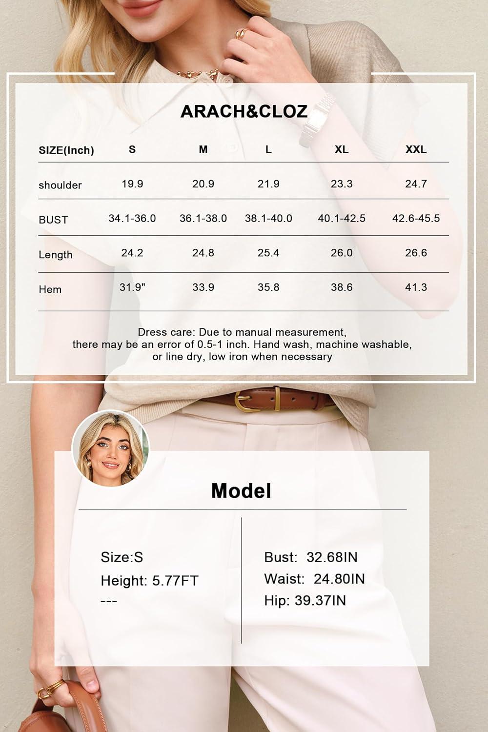 imageArachampCloz Womens Wool Blend Cap Sleeves Business Casual Summer Tops Sweater Vest Polo Shirts 2026Apricot