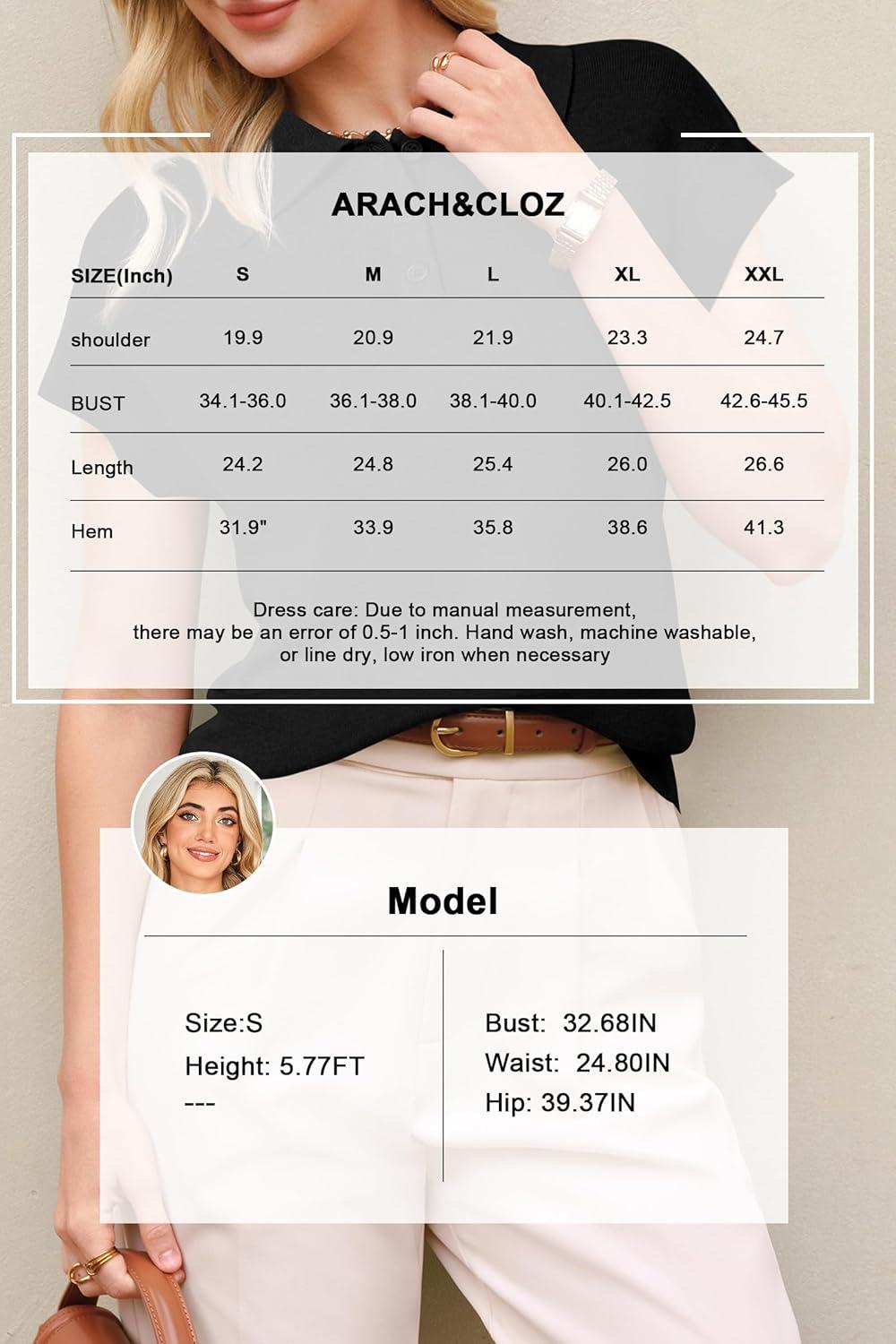 imageArachampCloz Womens Wool Blend Cap Sleeves Business Casual Summer Tops Sweater Vest Polo Shirts 2026Black