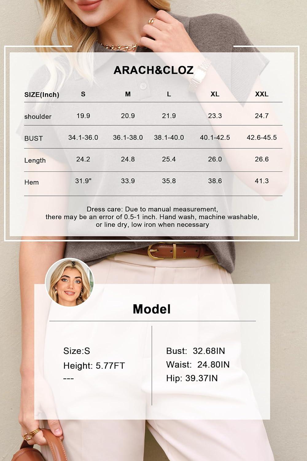 imageArachampCloz Womens Wool Blend Cap Sleeves Business Casual Summer Tops Sweater Vest Polo Shirts 2026Coffee