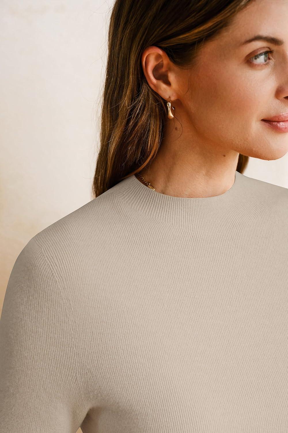 imageArachampCloz Womens Wool Blend Spring Seamless Rip Resistant Tops Opaque Business Casual ShirtsApricot