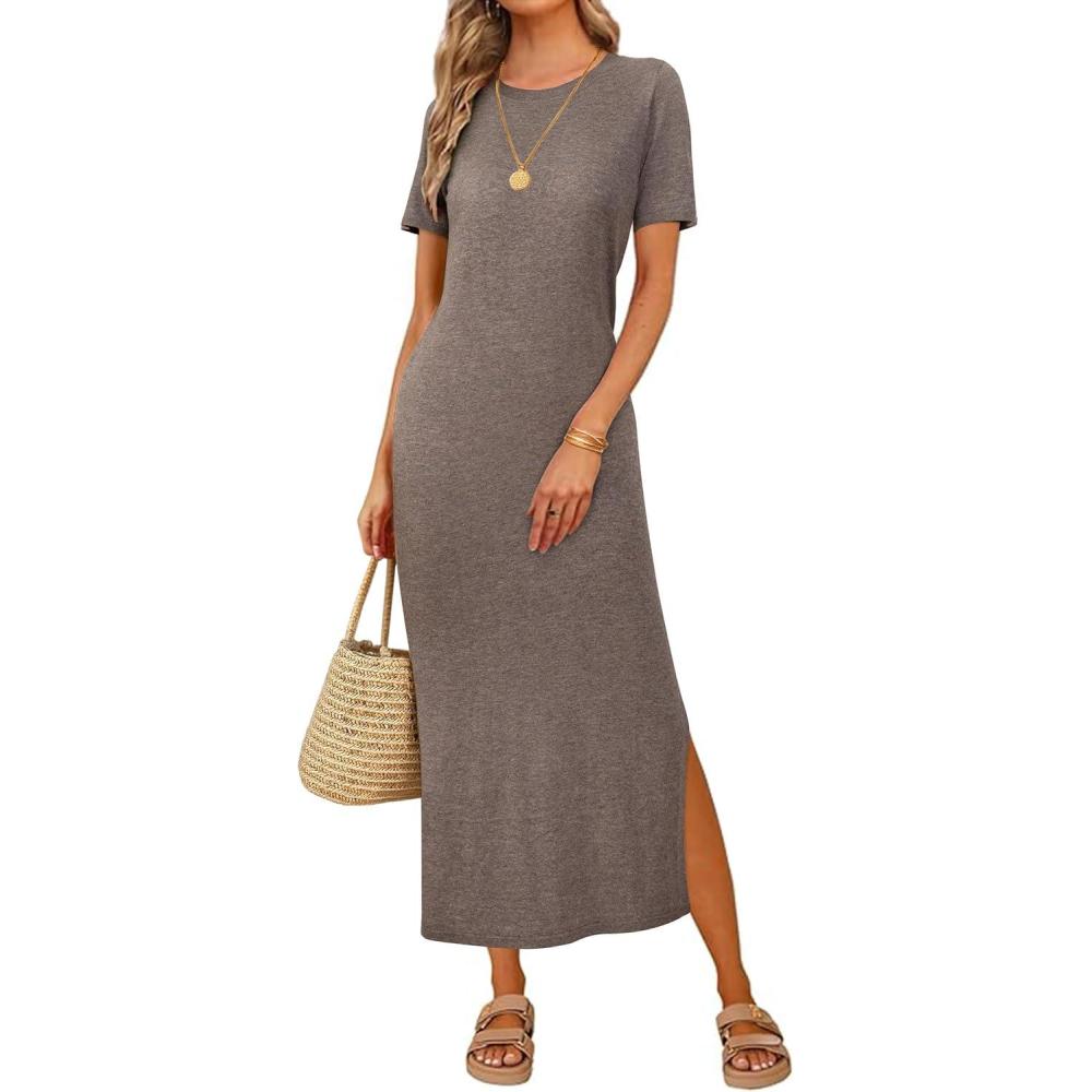 imageArachampCloz Womens Wool Blend Lightweight Spring Casual T Shirts Maxi Dress 2026Coffee
