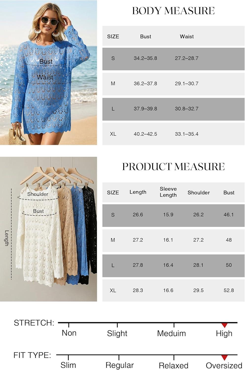 imageArachampCloz Womens 100 Cotton Oversized Swimsuit Cover Up Off Shoulder Boat Neck Breathable Beach Crochet Summer 2026Blue