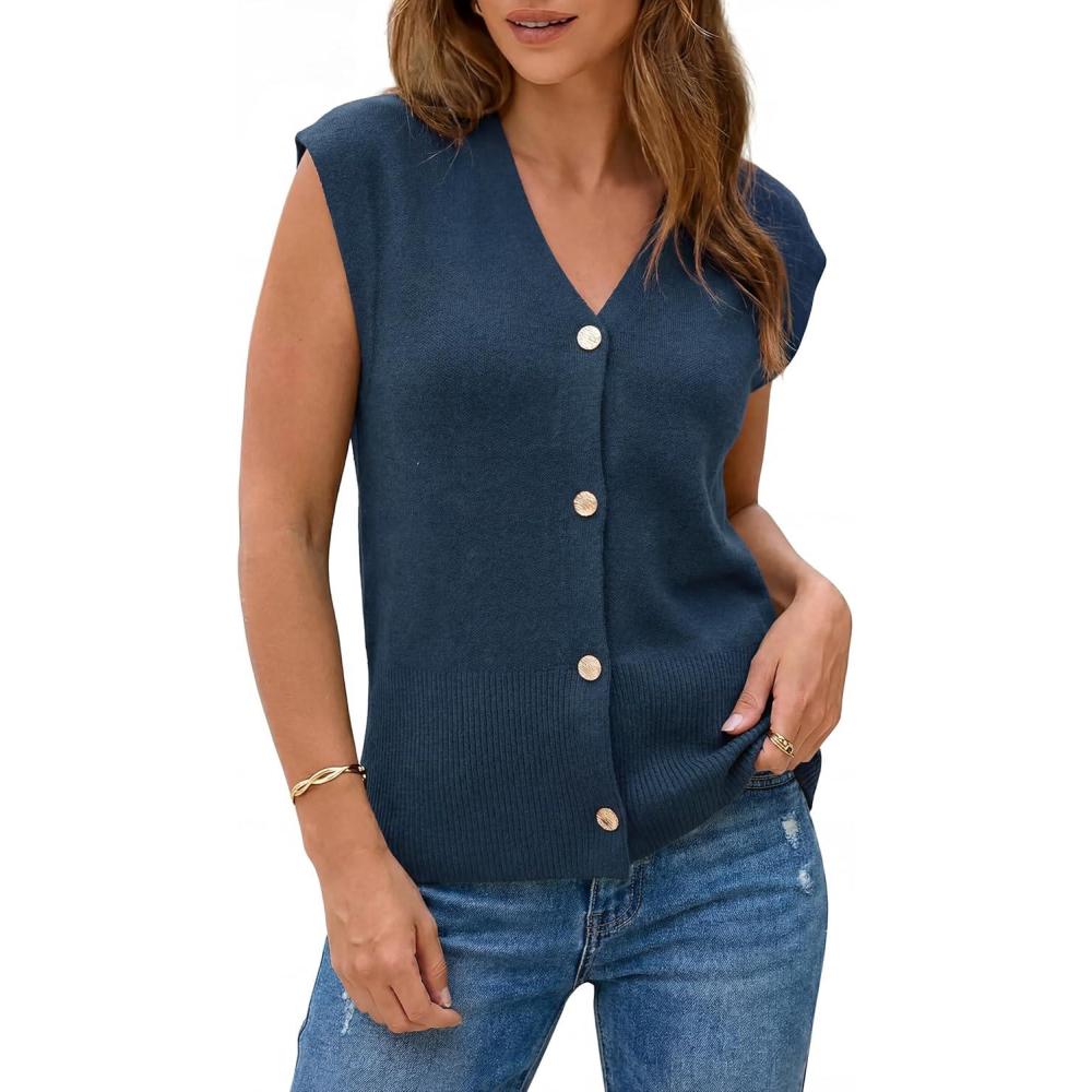 imageArachampCloz Womens Wool Blend Sweater Vest V Neck Button Down Cardigan Business Casual Tops 2026Camel