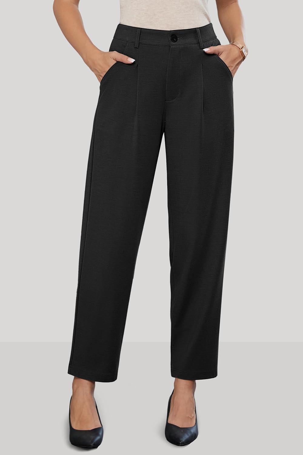 imageArachampCloz Womens Dress Pants Work Business Office Ankle Trousers High Waisted Ladies Slacks 2026Black