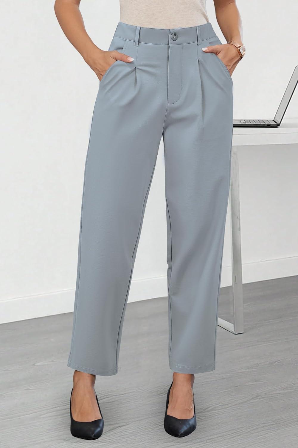 imageArachampCloz Womens Dress Pants Work Business Office Ankle Trousers High Waisted Ladies Slacks 2026Light Grey