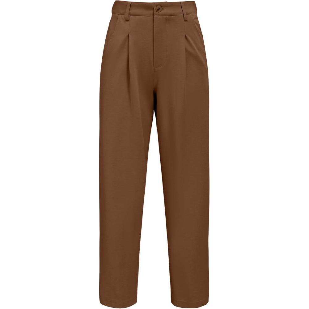 imageArachampCloz Womens Dress Pants Work Business Office Ankle Trousers High Waisted Ladies Slacks 2026Coffee