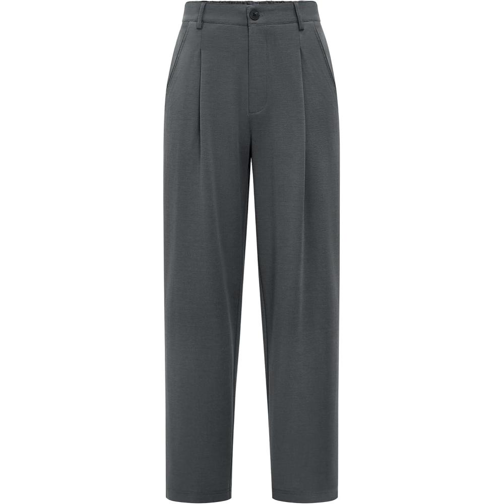 imageArachampCloz Womens Dress Pants Work Business Office Ankle Trousers High Waisted Ladies Slacks 2026Dark Grey