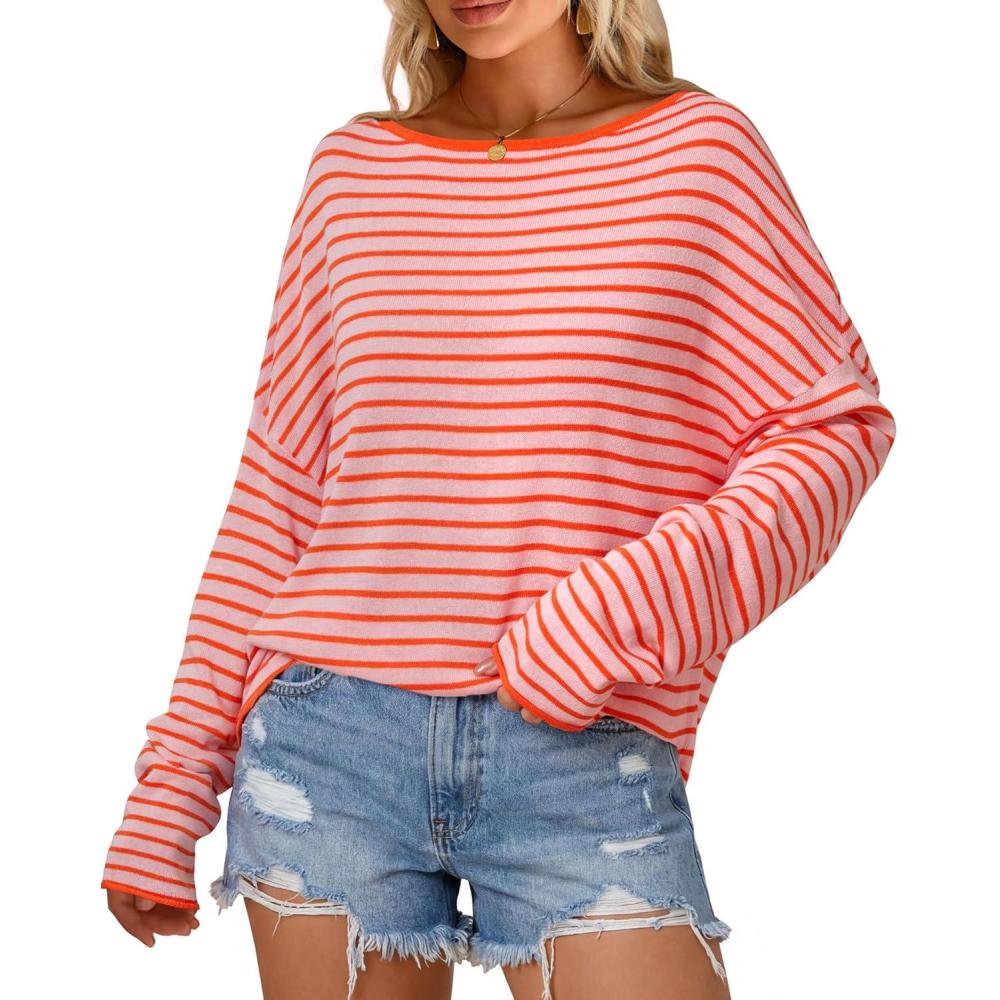 imageArachampCloz Womens Oversized Linen Blend Beach Vacation Cover Up Summer Casual Off Shoulder Tops 2026Coral Pink