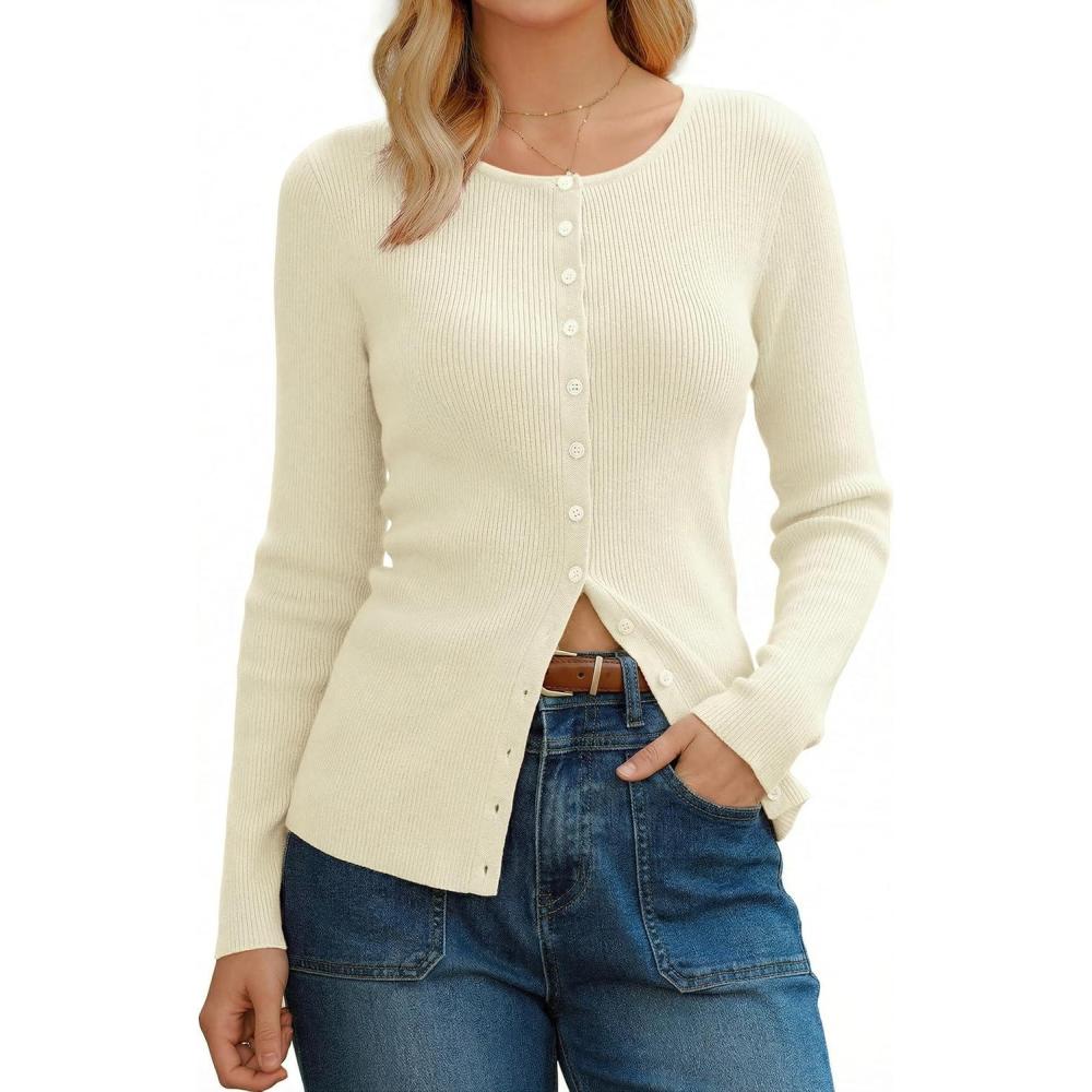 imageArachampCloz Womens Wool Blend Button Up Business Casual Cardigan Tops Outfits 2026White