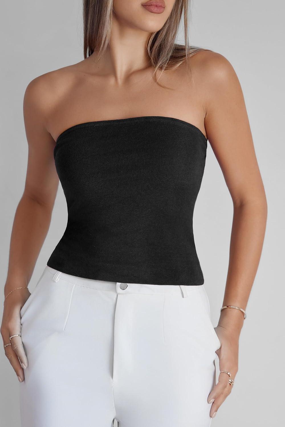 imageArachampCloz Womens Non See Through 2in1 Y2K Non Slip Fall Scarf Tube Top 2026Black