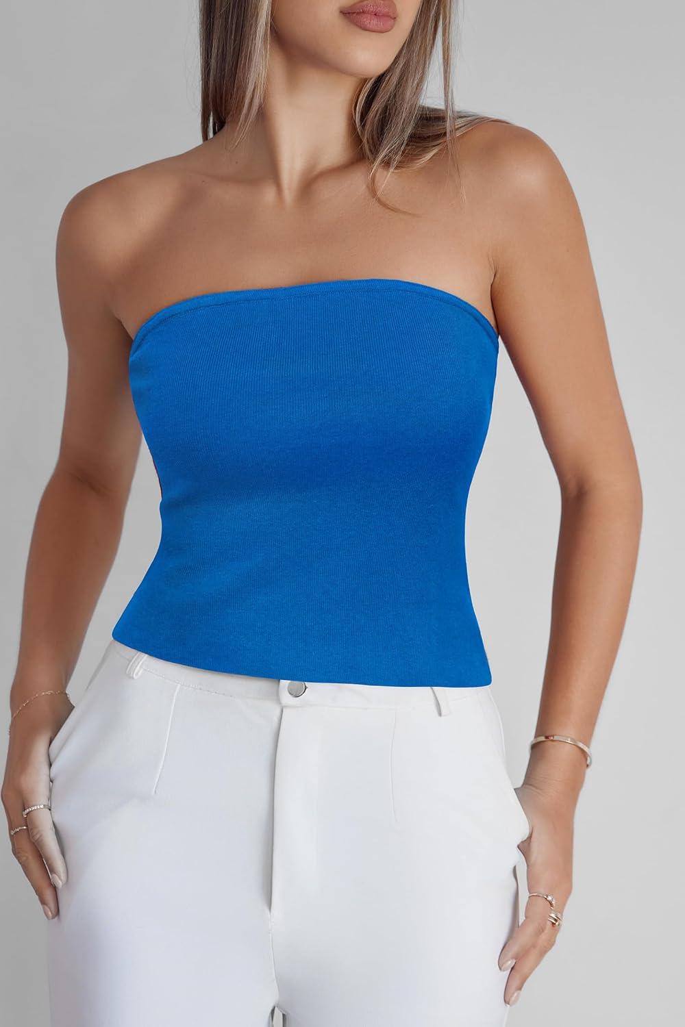 imageArachampCloz Womens Non See Through 2in1 Y2K Non Slip Fall Scarf Tube Top 2026Blue
