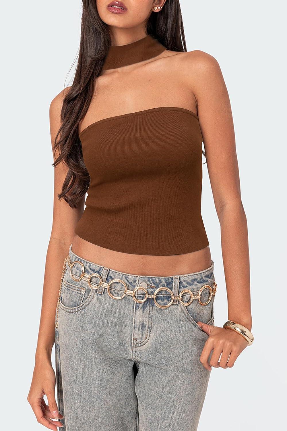 imageArachampCloz Womens Non See Through 2in1 Y2K Non Slip Fall Scarf Tube Top 2026Caramel