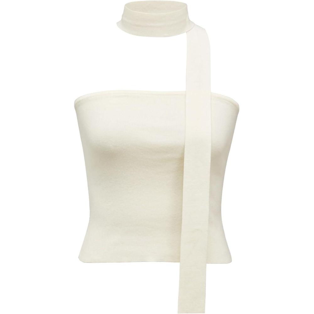 imageArachampCloz Womens Non See Through 2in1 Y2K Non Slip Fall Scarf Tube Top 2026Ivory White