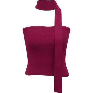Arach&Cloz Women’s Non See Through 2-in-1 Y2K Non Slip Fall Scarf Tube Top 2026(Burgundy Red)