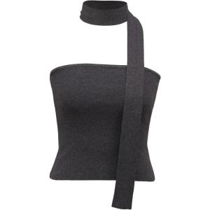 Arach&Cloz Women’s Non See Through 2-in-1 Y2K Non Slip Fall Scarf Tube Top 2026(Dark Grey)