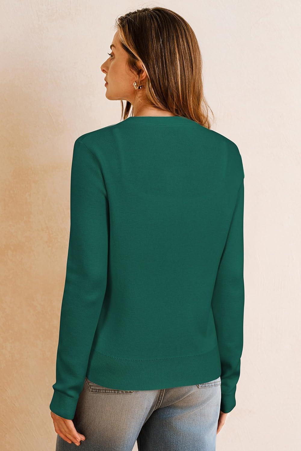 imageArachampCloz Womens Wool Blend Lightweight Business Casual Cardigan Sweaters TopsDark Green
