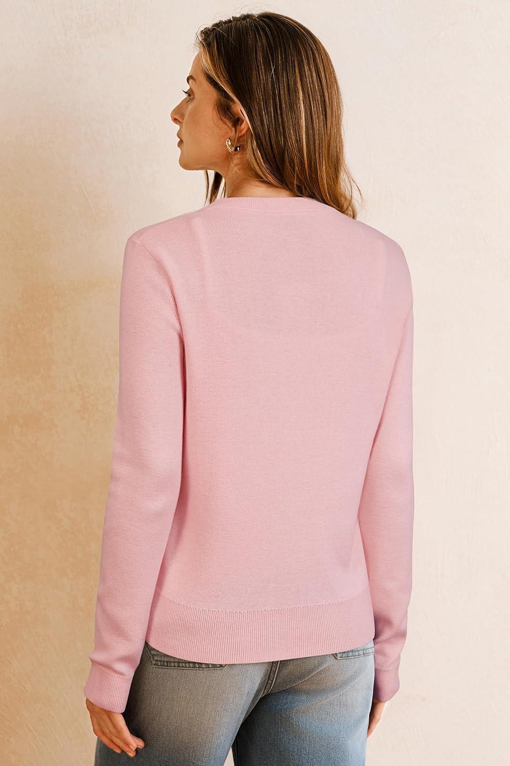 imageArachampCloz Womens Wool Blend Lightweight Business Casual Cardigan Sweaters TopsLight Pink