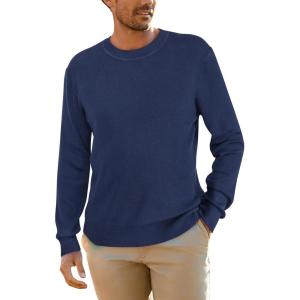 Arach&Cloz Mens Wool Blend Loose Fit Sweater Ultra Soft 2025 Spring Bottoming Crewneck Fashion Pullover(Blue)