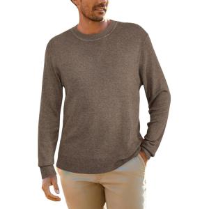 Arach&Cloz Mens Wool Blend Loose Fit Sweater Ultra Soft 2025 Spring Bottoming Crewneck Fashion Pullover(L-coffee)