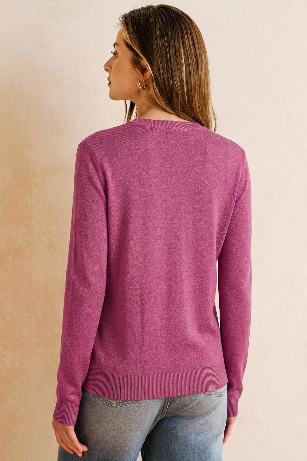 imageArachampCloz Womens Wool Blend Lightweight Business Casual Cardigan Sweaters TopsRose Red