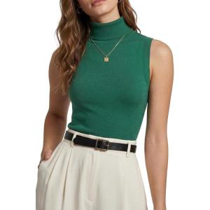 Arach&Cloz Womens Wool Blend Slim Fit Soft Turtleneck Casual Tank Tops All-Season(Teal)
