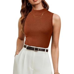 Arach&Cloz Womens Wool Blend Slim Fit Sweater Soft Turtleneck Casual Tank 2026(Caramel)