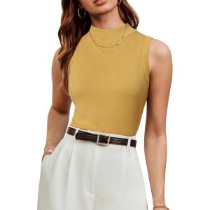 Arach&Cloz Womens Wool Blend Slim Fit Sweater Soft Turtleneck Casual Tank 2026(Light Turmeric)