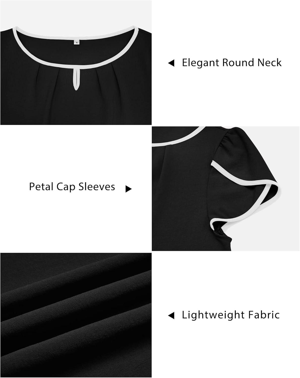 imageArachampCloz Womens Summer Tops Fashion 2023 Ruffle Short Sleeve V Neck Floral Dressy Casual Blouse ShirtsBlack