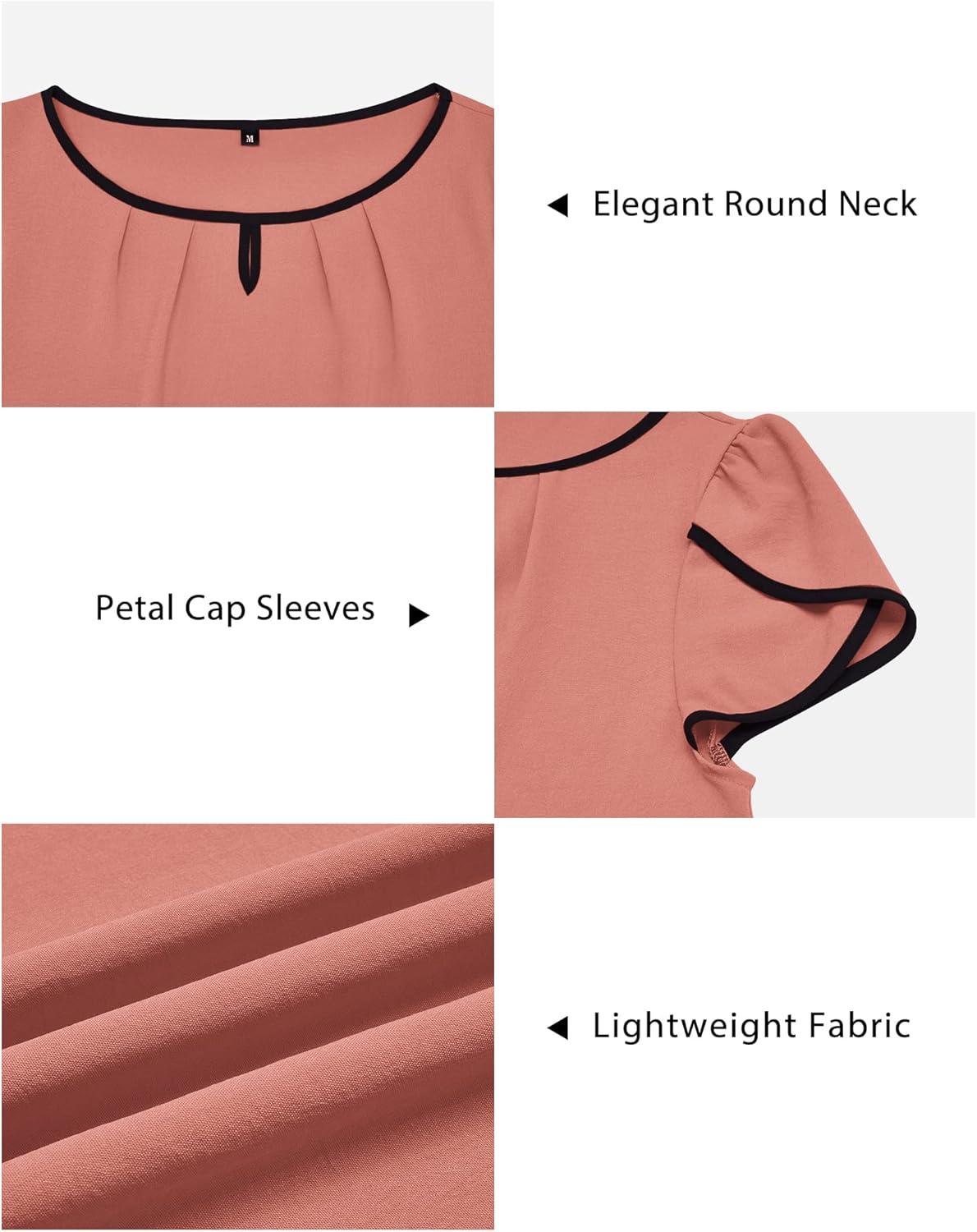 imageArachampCloz Womens Summer Tops Fashion 2023 Ruffle Short Sleeve V Neck Floral Dressy Casual Blouse ShirtsDusty Rose