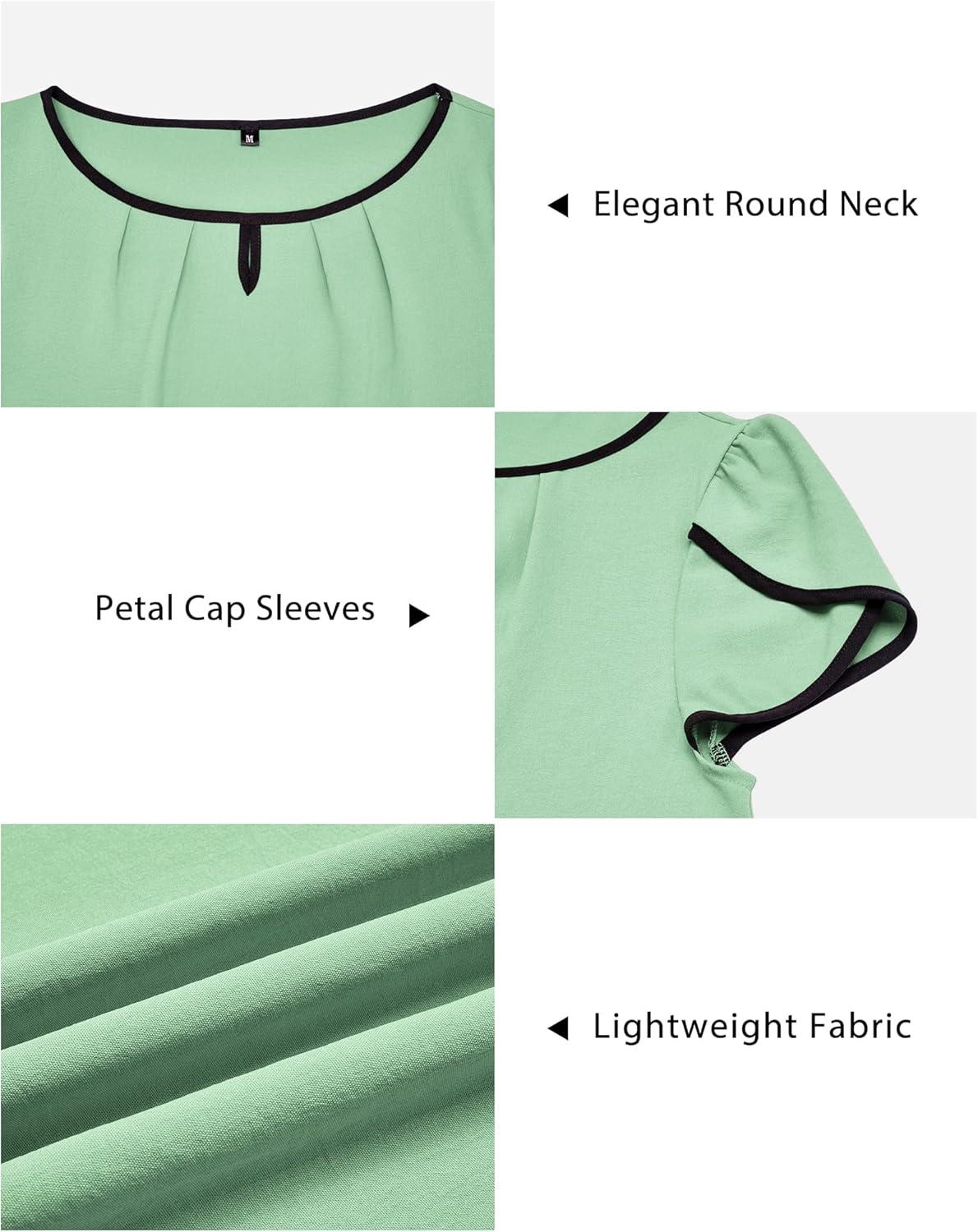 imageArachampCloz Womens Summer Tops Fashion 2023 Ruffle Short Sleeve V Neck Floral Dressy Casual Blouse ShirtsLight Green