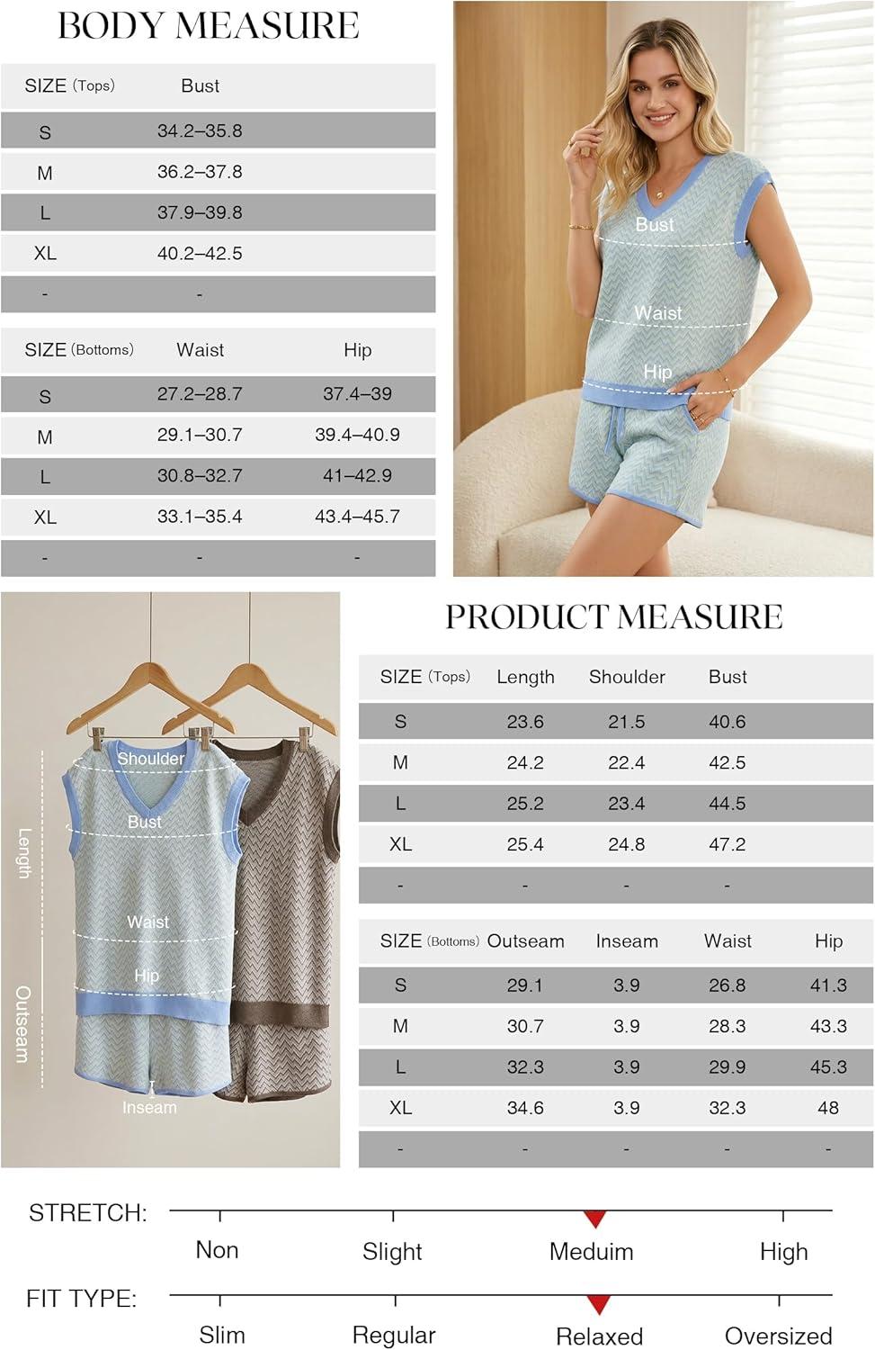 imageArachampCloz Womens Linen Lyocell Relaxed Fit 2 Piece Lounge Sets V Neck Top Drawstring Shorts Summer 2026Blue Stripe